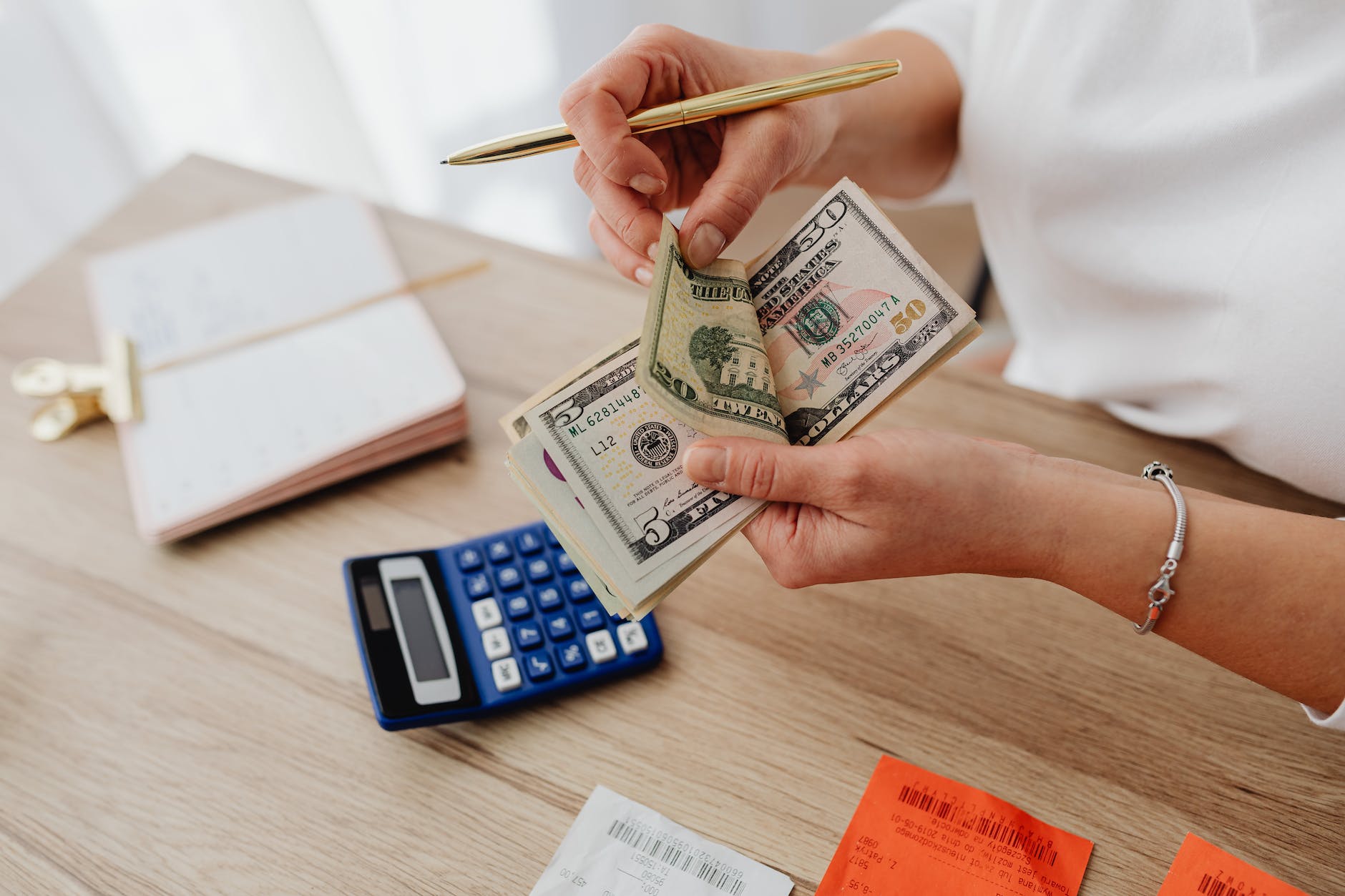 woman counting money