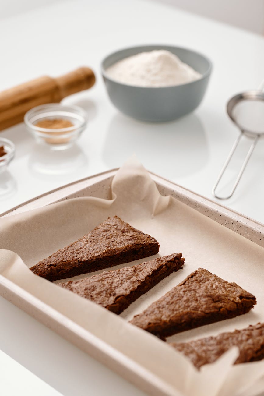 sliced cake on baking tray